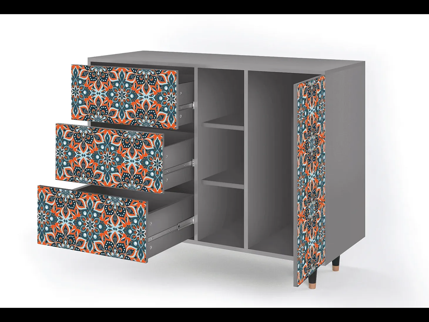 Aparador - 125x98x48 cm - BS2 - Fire Beetle, Gris