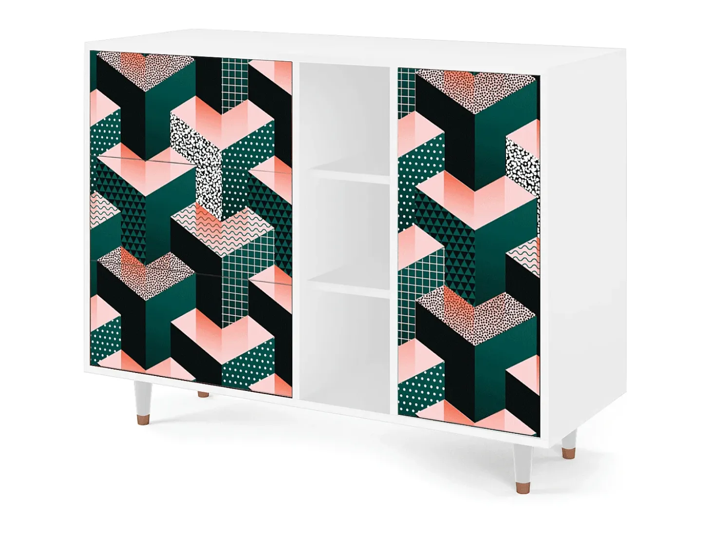 Aparador - 125x98x48 cm - BS2 - Geometric Madness, Blanco