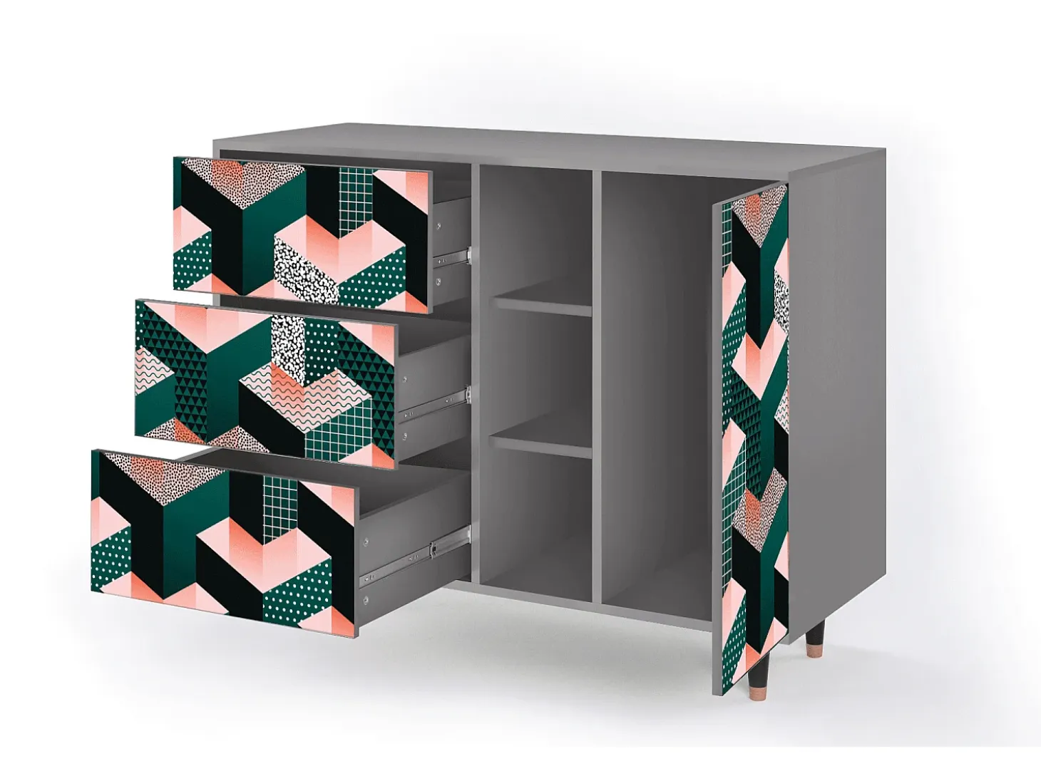 Aparador - 125x98x48 cm - BS2 - Geometric Madness, Gris