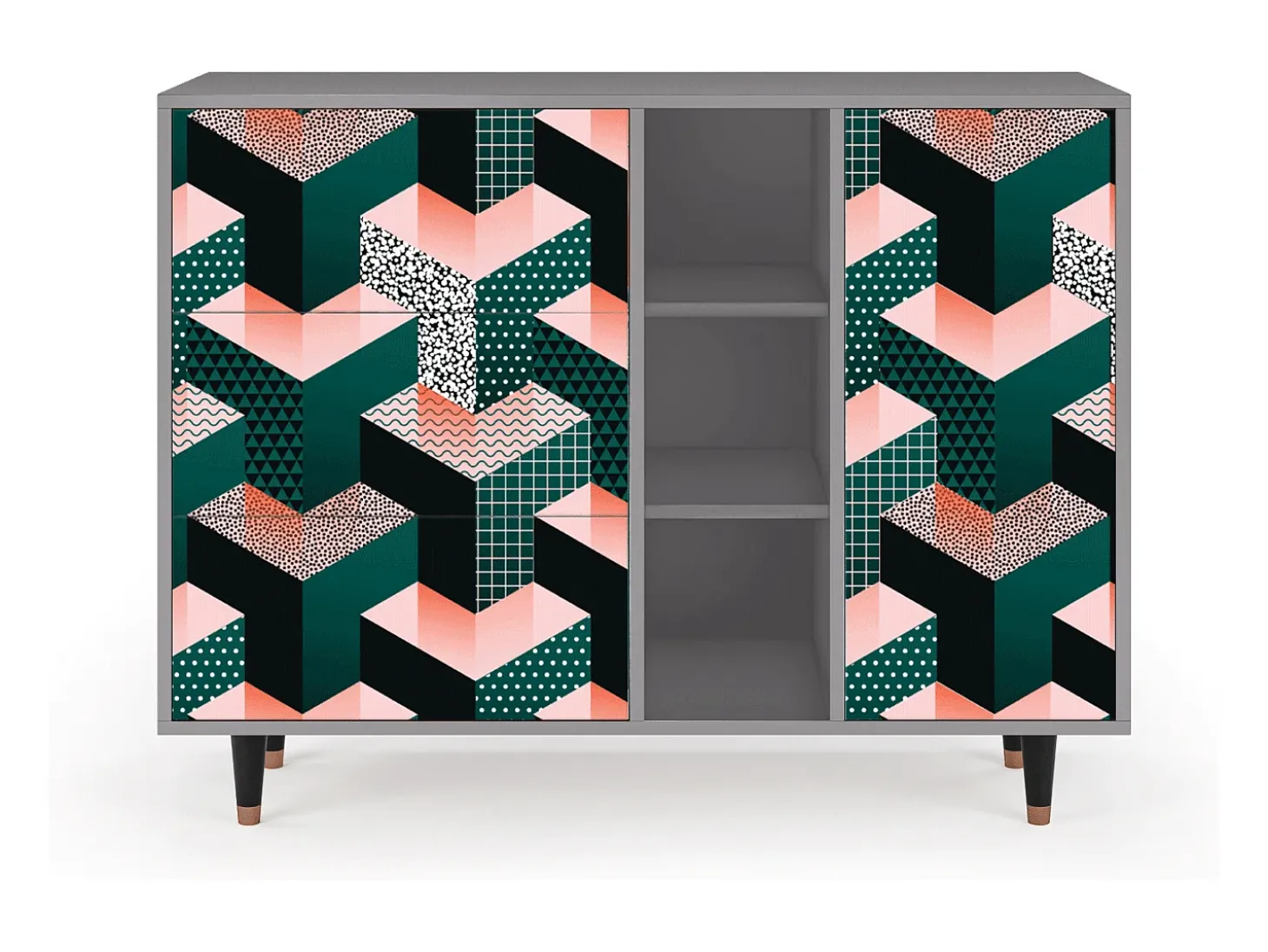 Aparador - 125x98x48 cm - BS2 - Geometric Madness, Gris