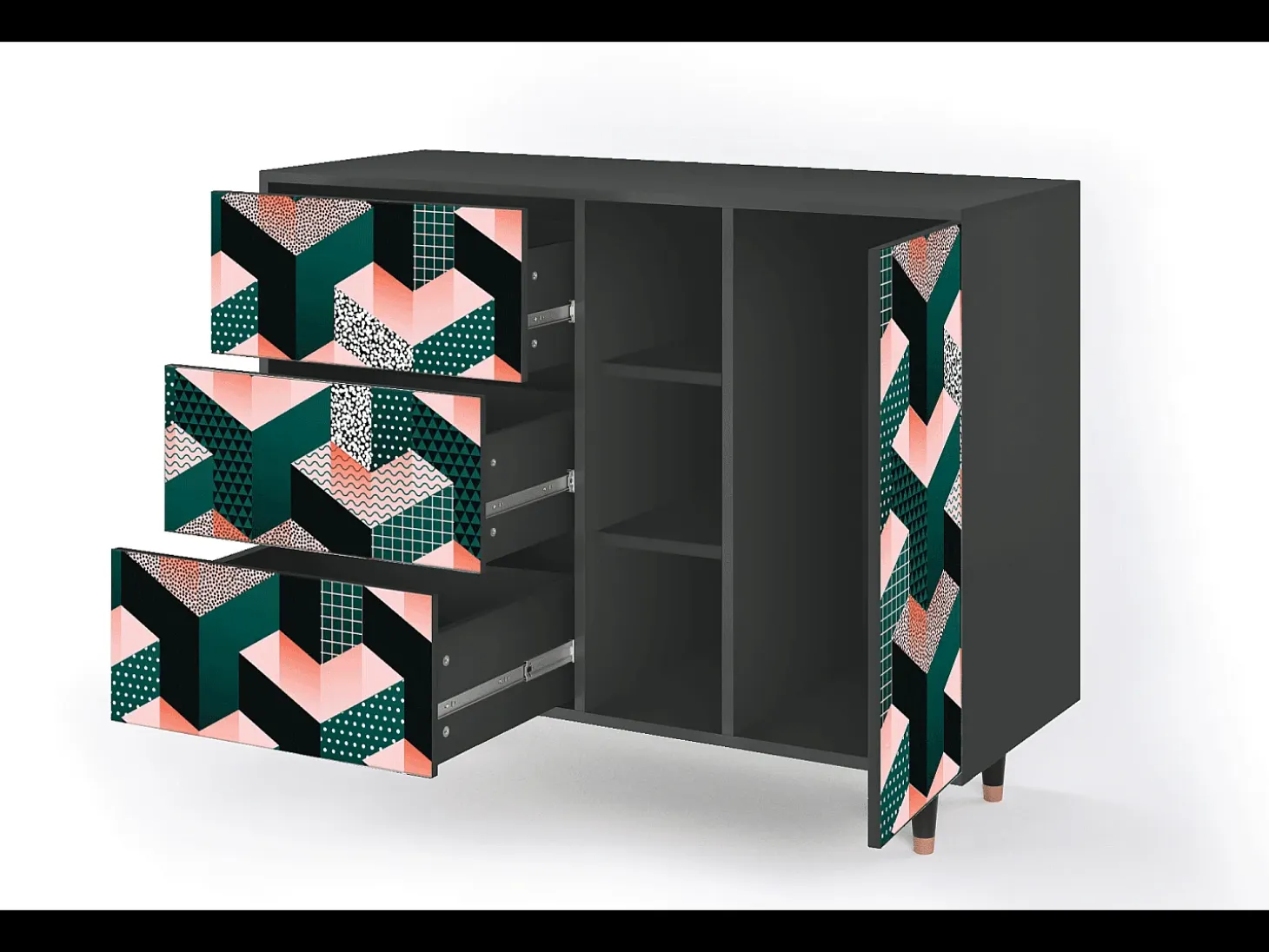 Aparador - 125x98x48 cm - BS2 - Geometric Madness, Antracita