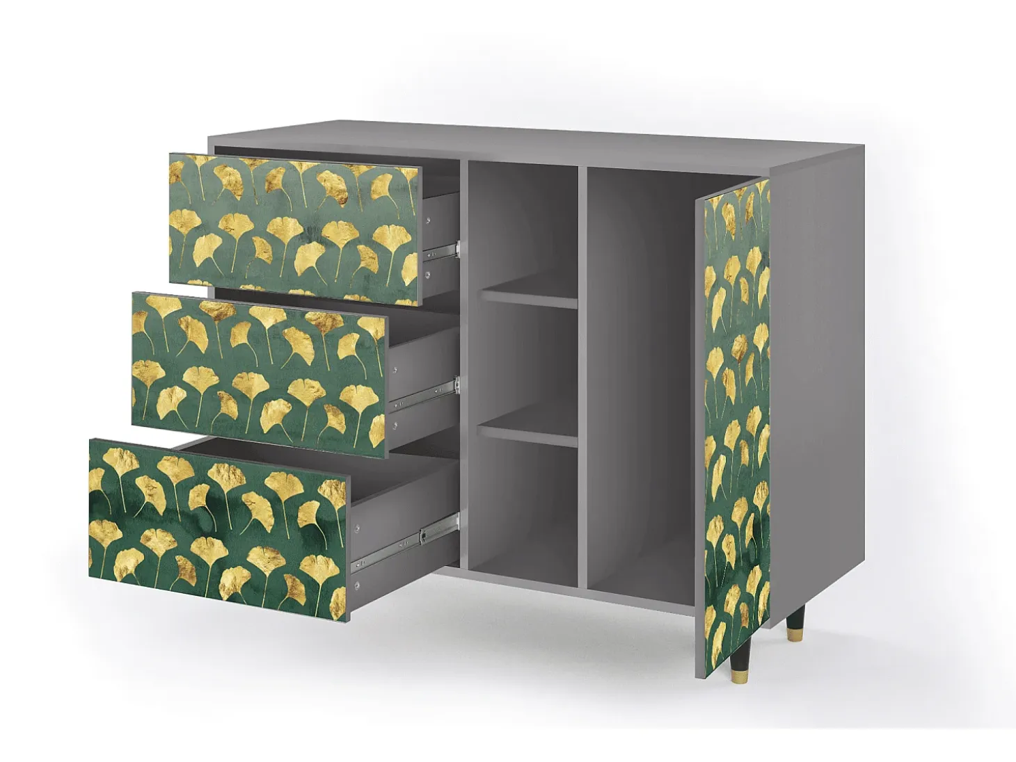 Aparador - 125x98x48 cm - BS2 - Gingko leaves, Gris