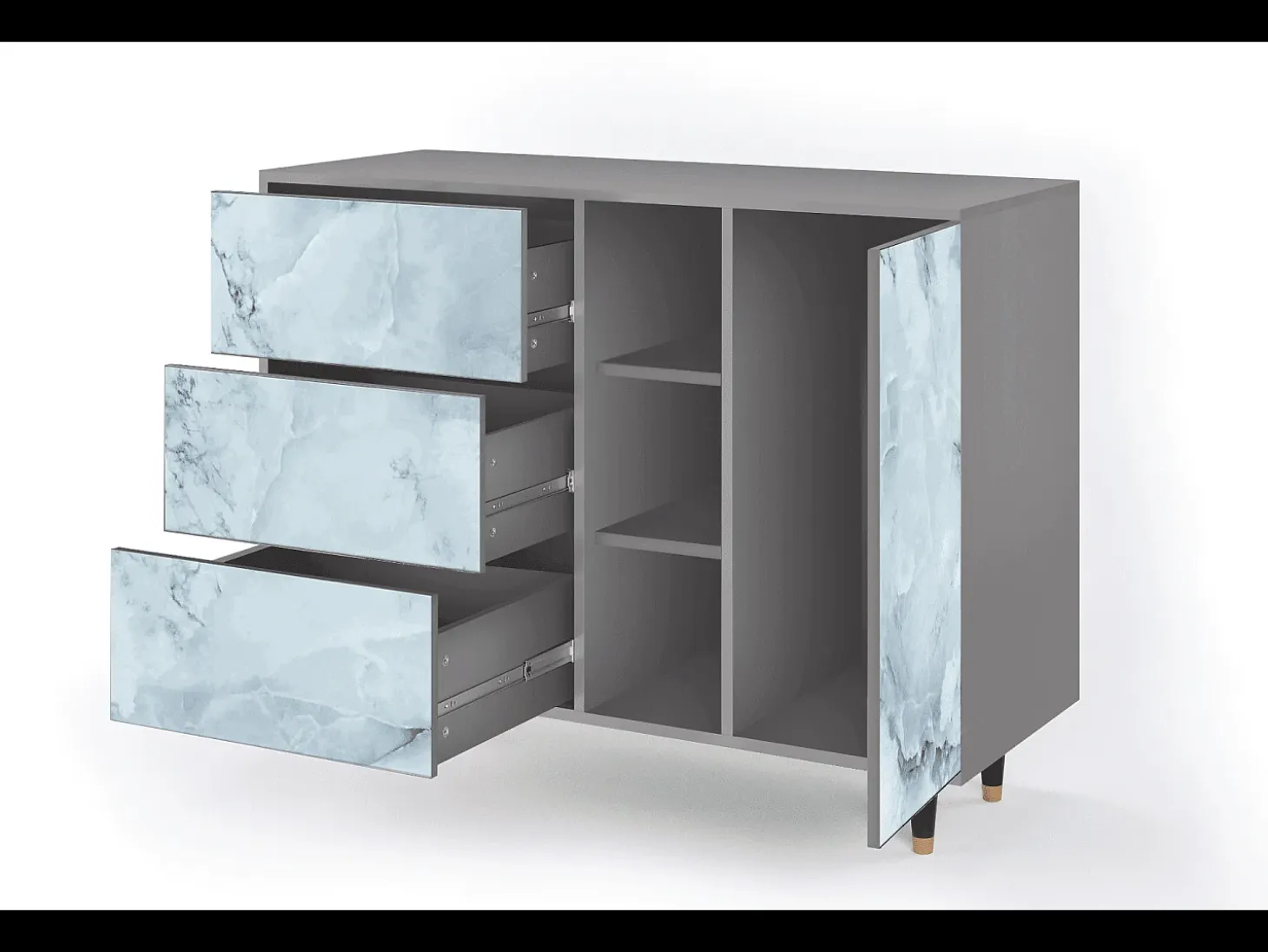 Aparador - 125x98x48 cm - BS2 - Glacial Colour, Gris