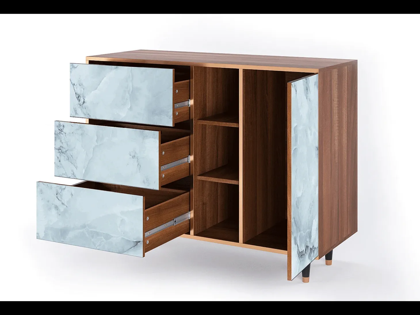 Aparador - 125x98x48 cm - BS2 - Glacial Colour, Nogal