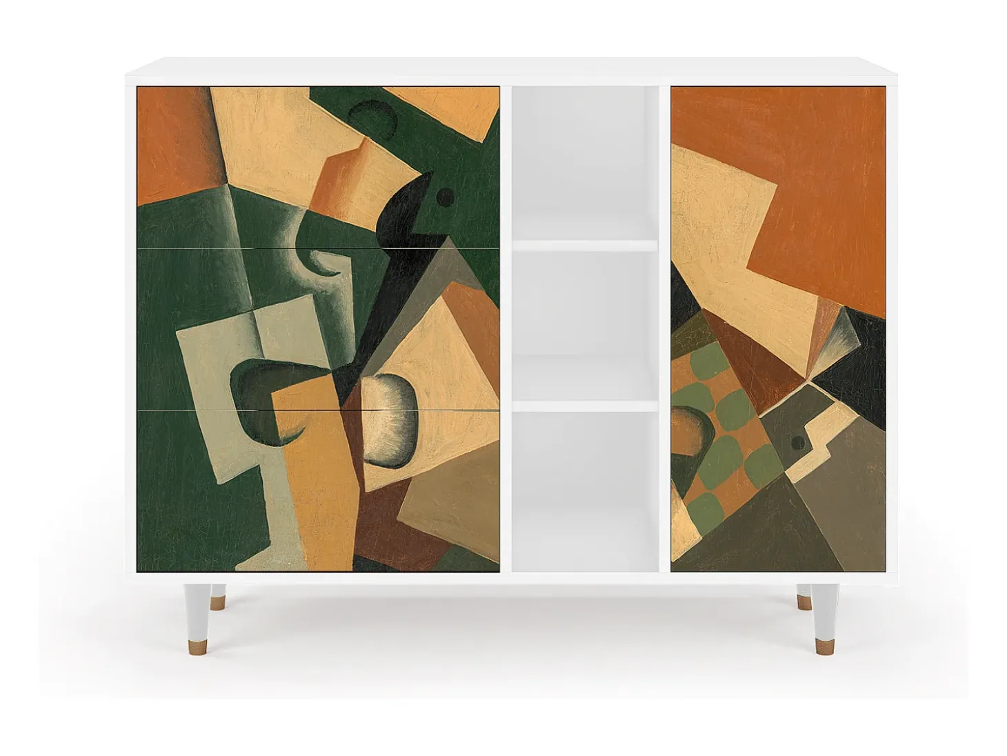 Aparador - 125x98x48 cm - BS2 - Glass and Checkerboard, Blanco