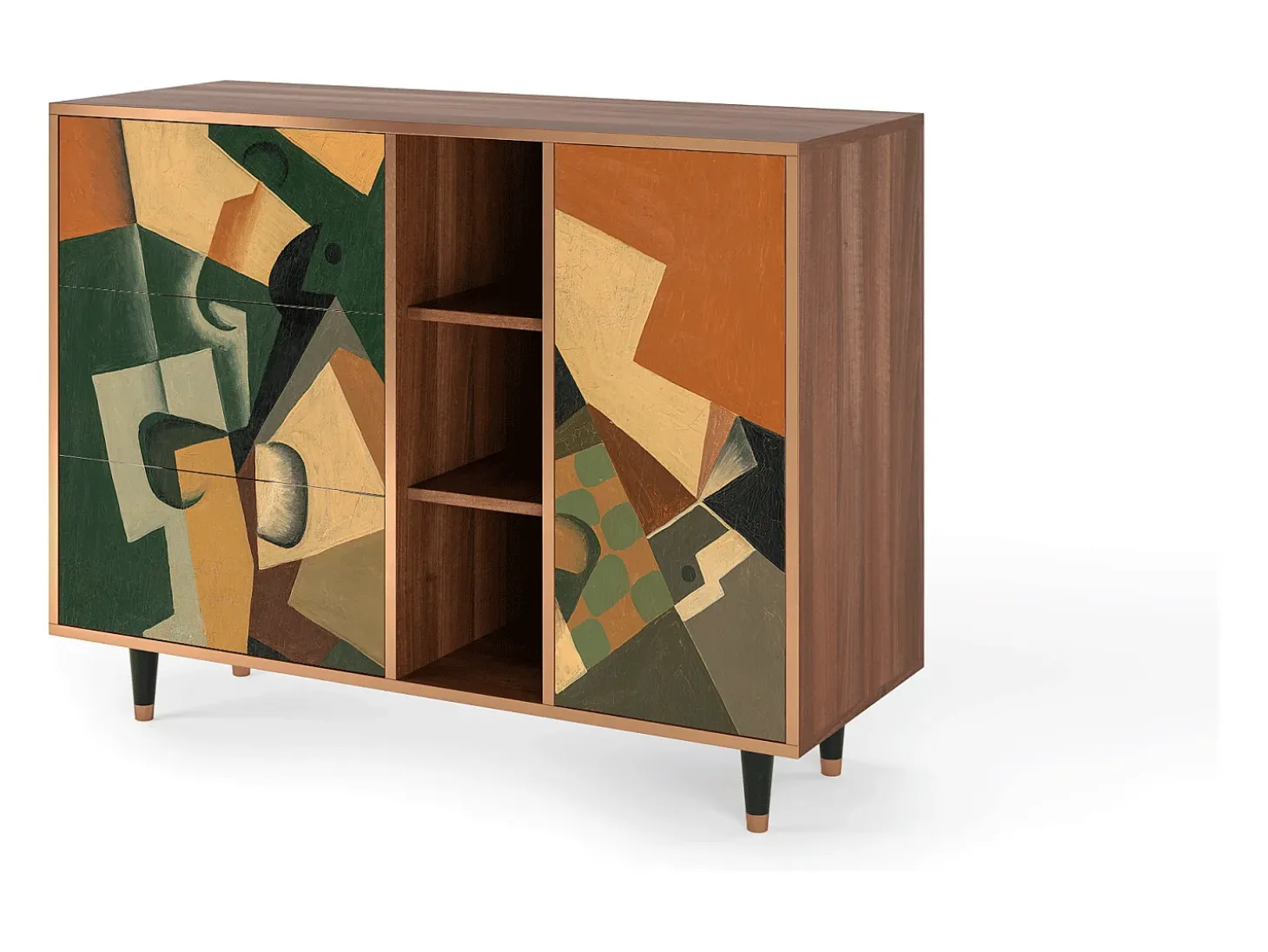 Aparador - 125x98x48 cm - BS2 - Glass and Checkerboard, Nogal