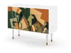 Aparador - 115x85x48 cm - BS4 - Glass and Checkerboard, Blanco