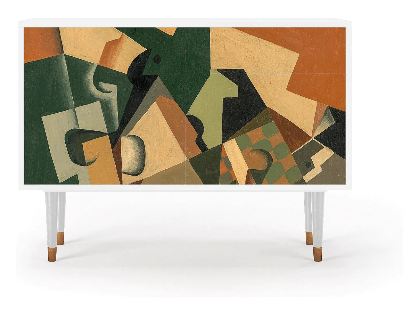 Aparador - 115x85x48 cm - BS4 - Glass and Checkerboard, Blanco