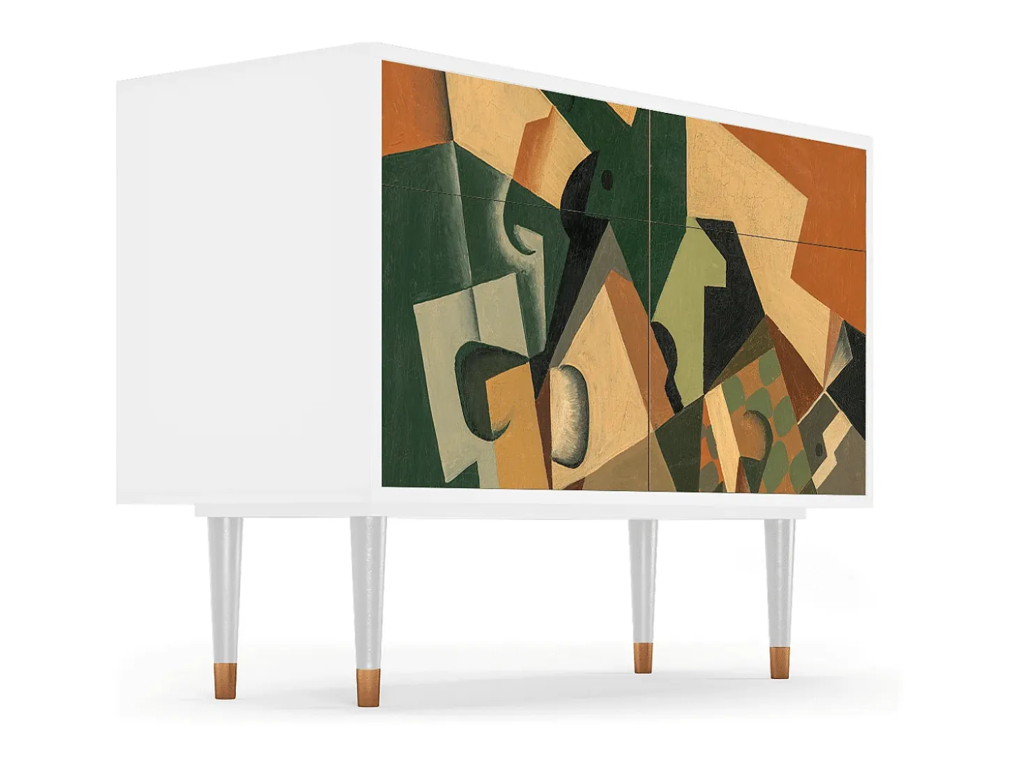Aparador - 115x85x48 cm - BS4 - Glass and Checkerboard, Blanco