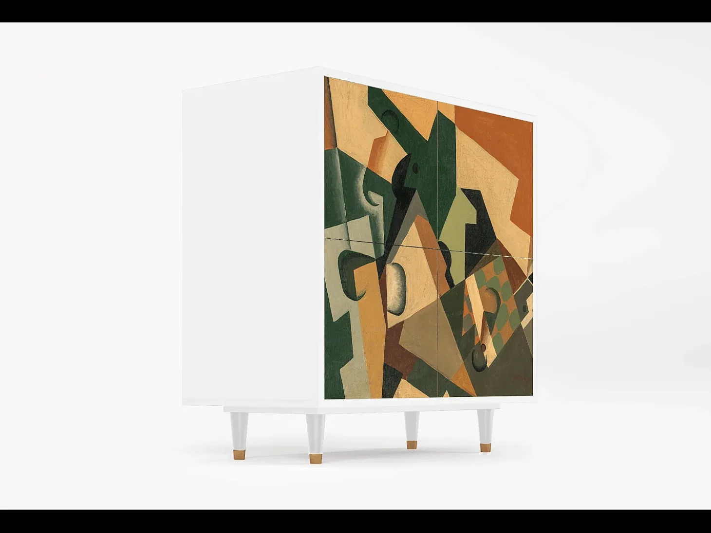 Aparador - 94x96x48 cm - BS3 - Glass and Checkerboard, Blanco