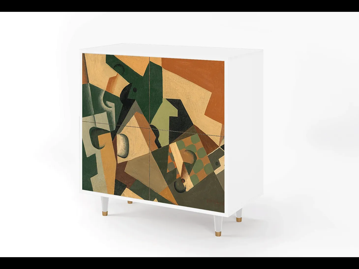 Aparador - 94x96x48 cm - BS3 - Glass and Checkerboard, Blanco
