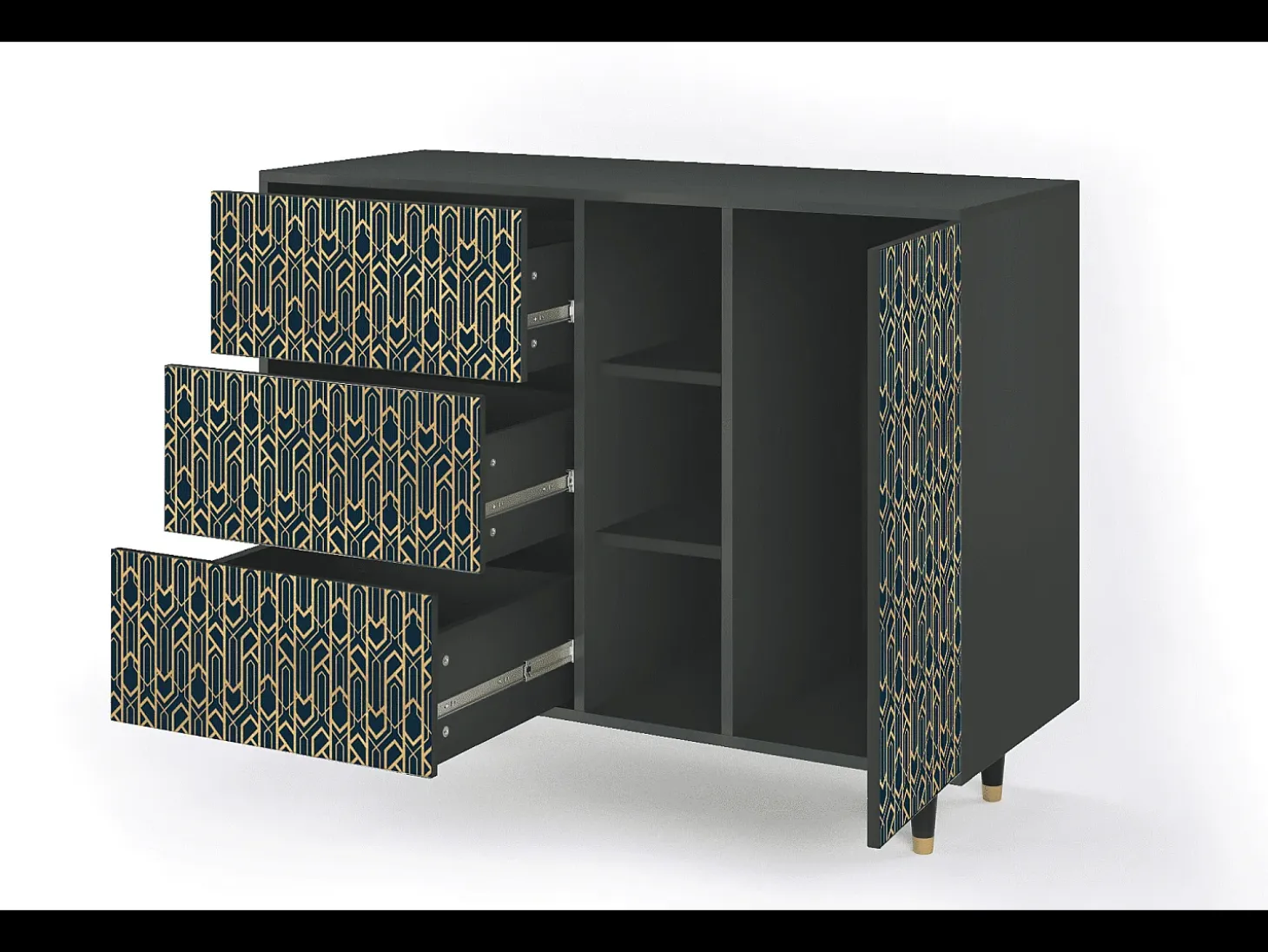 Aparador - 125x98x48 cm - BS2 - Golden Empire, Antracita