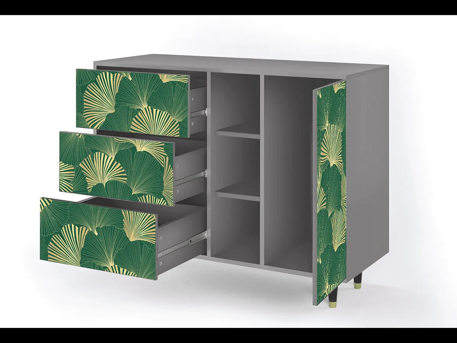 Aparador - 125x98x48 cm - BS2 - Gold Ginkgo, Gris