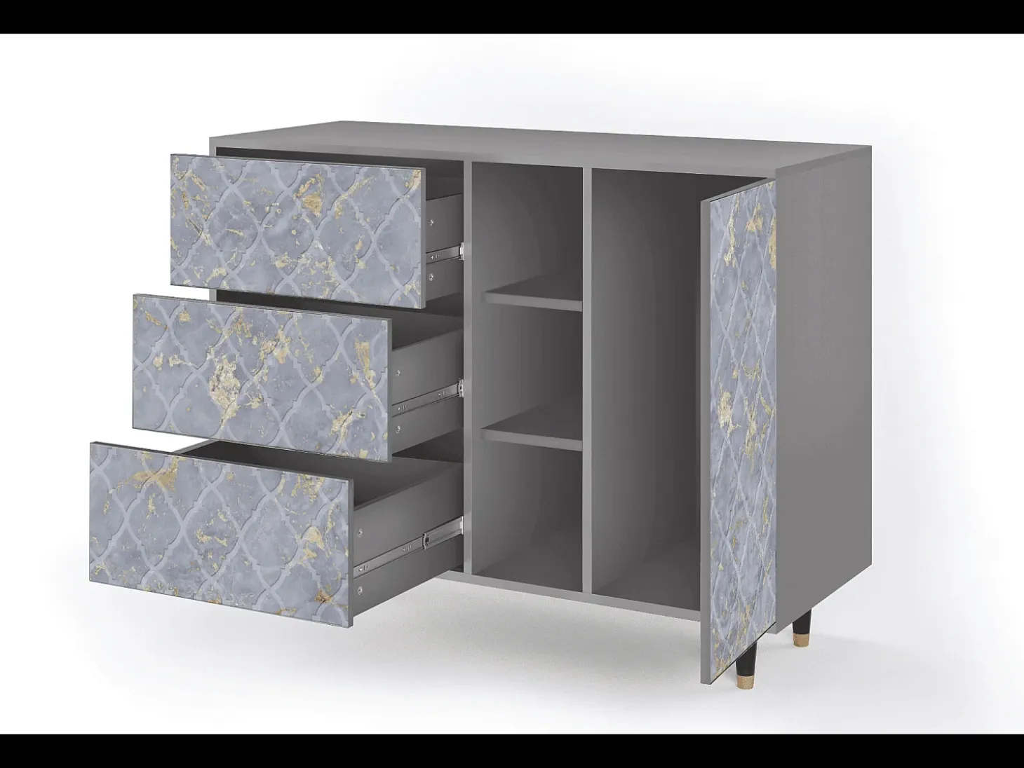 Aparador - 125x98x48 cm - BS2 - Golden Smoke, Gris