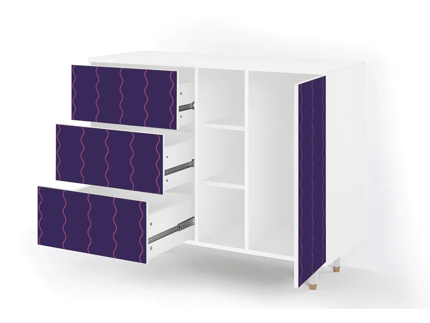 Aparador - 125x98x48 cm - BS2 - Grape Maccaroni, Blanco