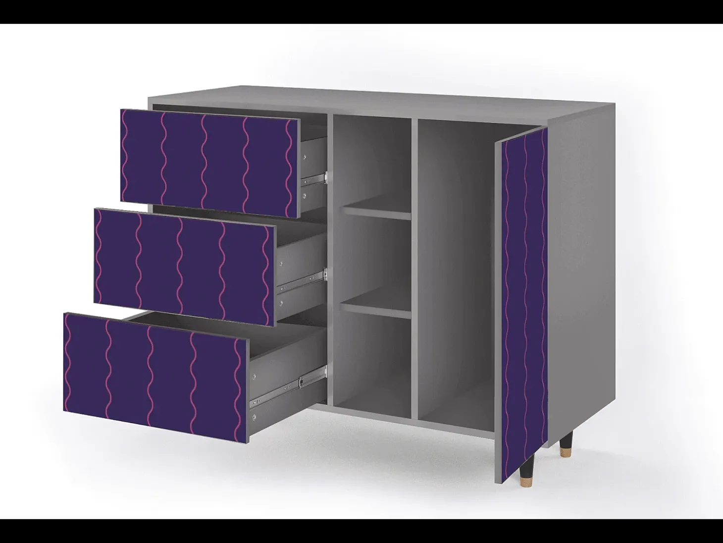 Aparador - 125x98x48 cm - BS2 - Grape Maccaroni, Gris