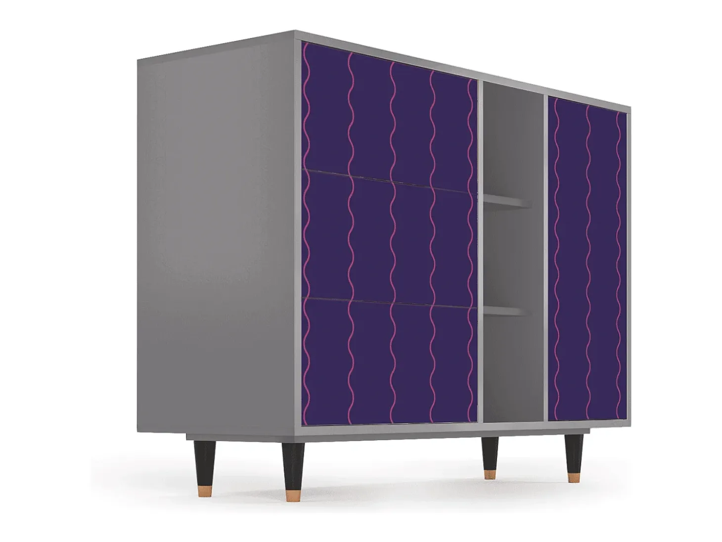 Aparador - 125x98x48 cm - BS2 - Grape Maccaroni, Gris