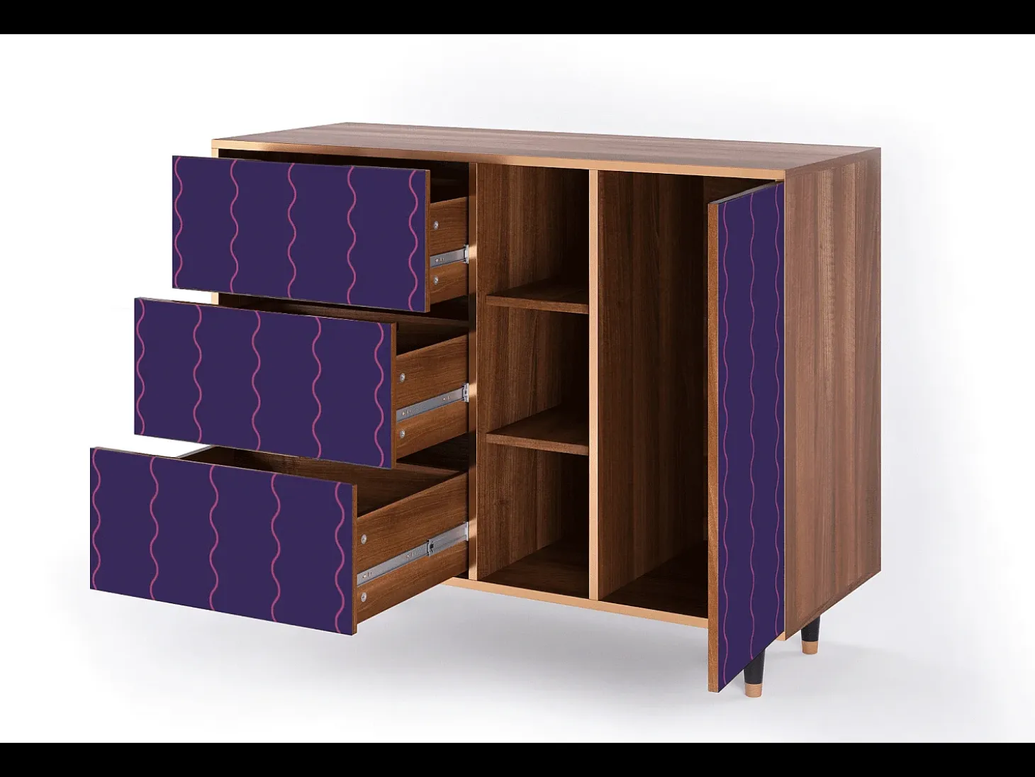Aparador - 125x98x48 cm - BS2 - Grape Maccaroni, Nogal