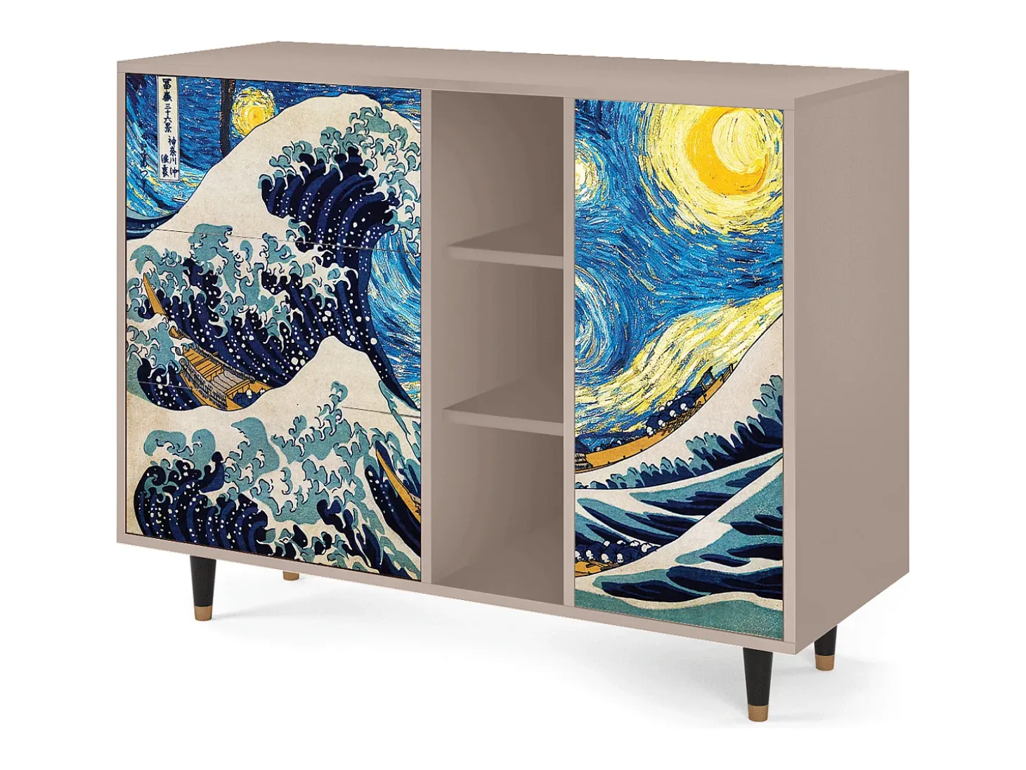 Aparador - 125x98x48 cm - BS2 - Great Wave, Latte
