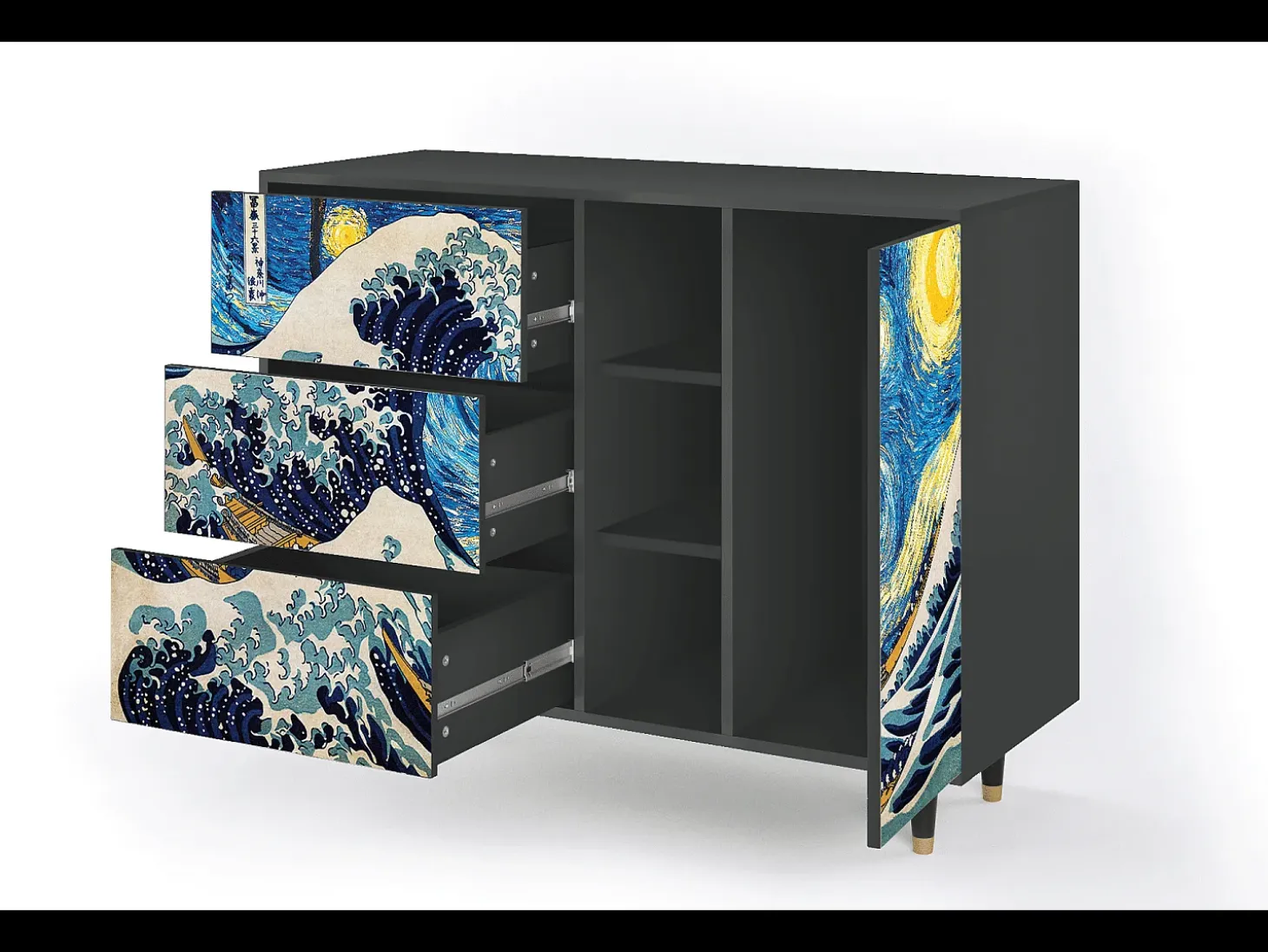 Aparador - 125x98x48 cm - BS2 - Great Wave, Antracita