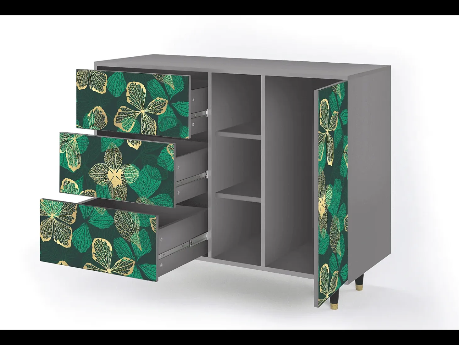 Aparador - 125x98x48 cm - BS2 - Green Flower, Gris