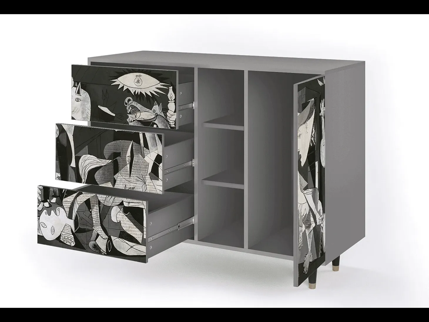 Aparador - 125x98x48 cm - BS2 - Guernica by Picasso, Gris
