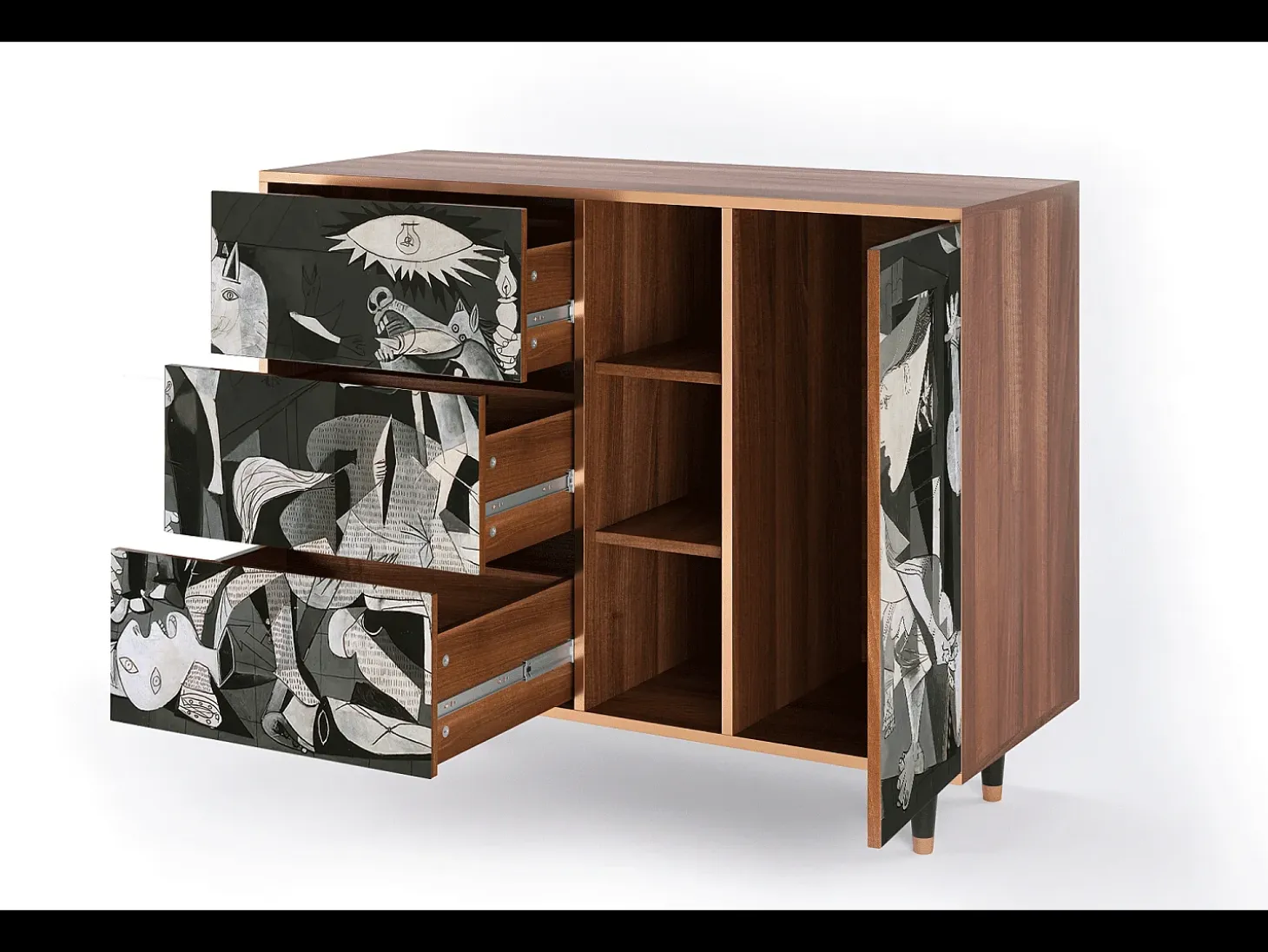 Aparador - 125x98x48 cm - BS2 - Guernica by Picasso, Nogal