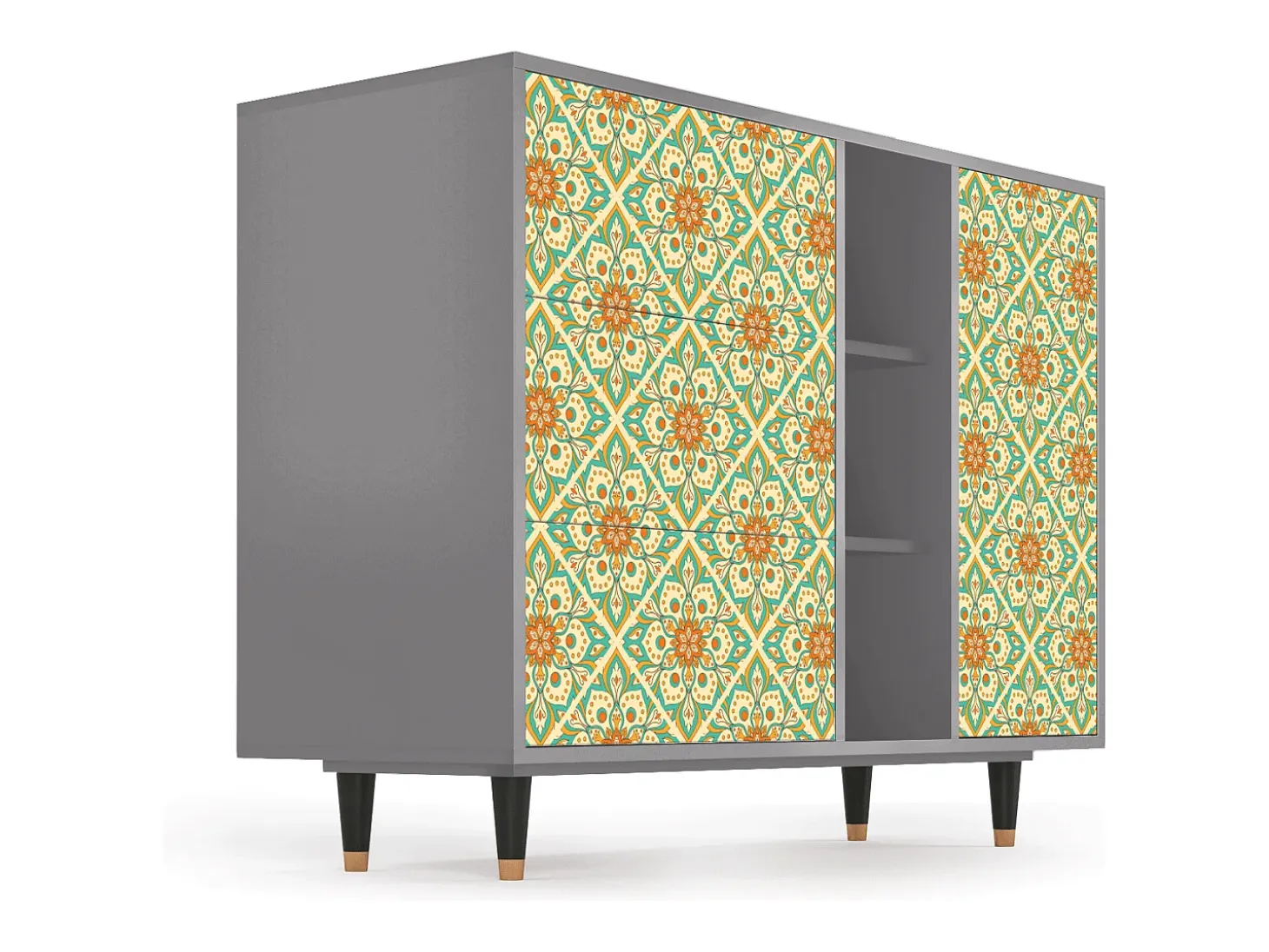 Aparador - 125x98x48 cm - BS2 - Hindu Daisy, Gris