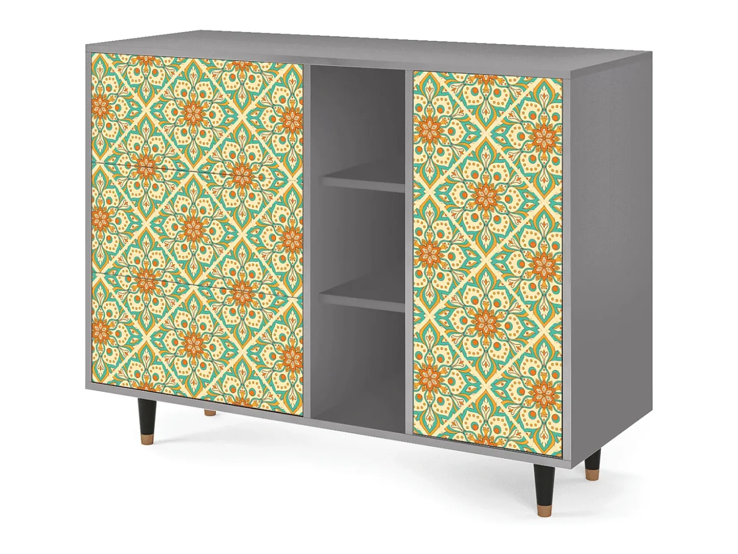 Aparador - 125x98x48 cm - BS2 - Hindu Daisy, Gris