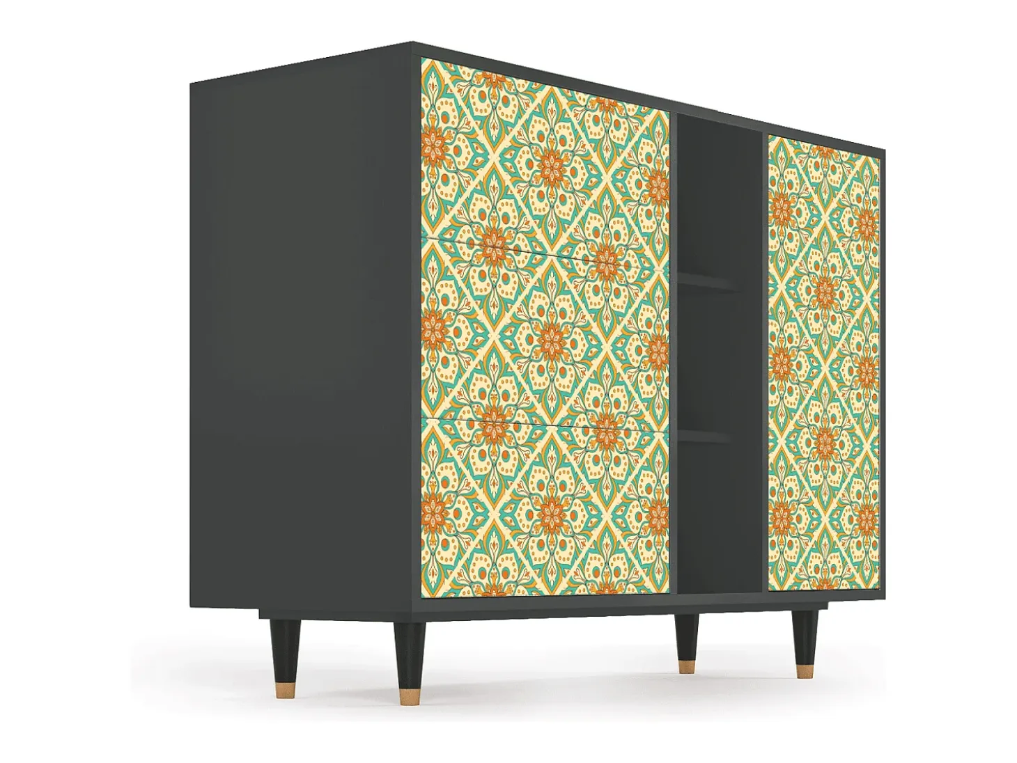 Aparador - 125x98x48 cm - BS2 - Hindu Daisy, Antracita
