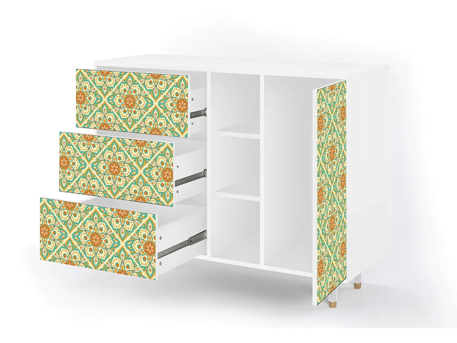 Aparador - 125x98x48 cm - BS2 - Hindu Daisy, Blanco