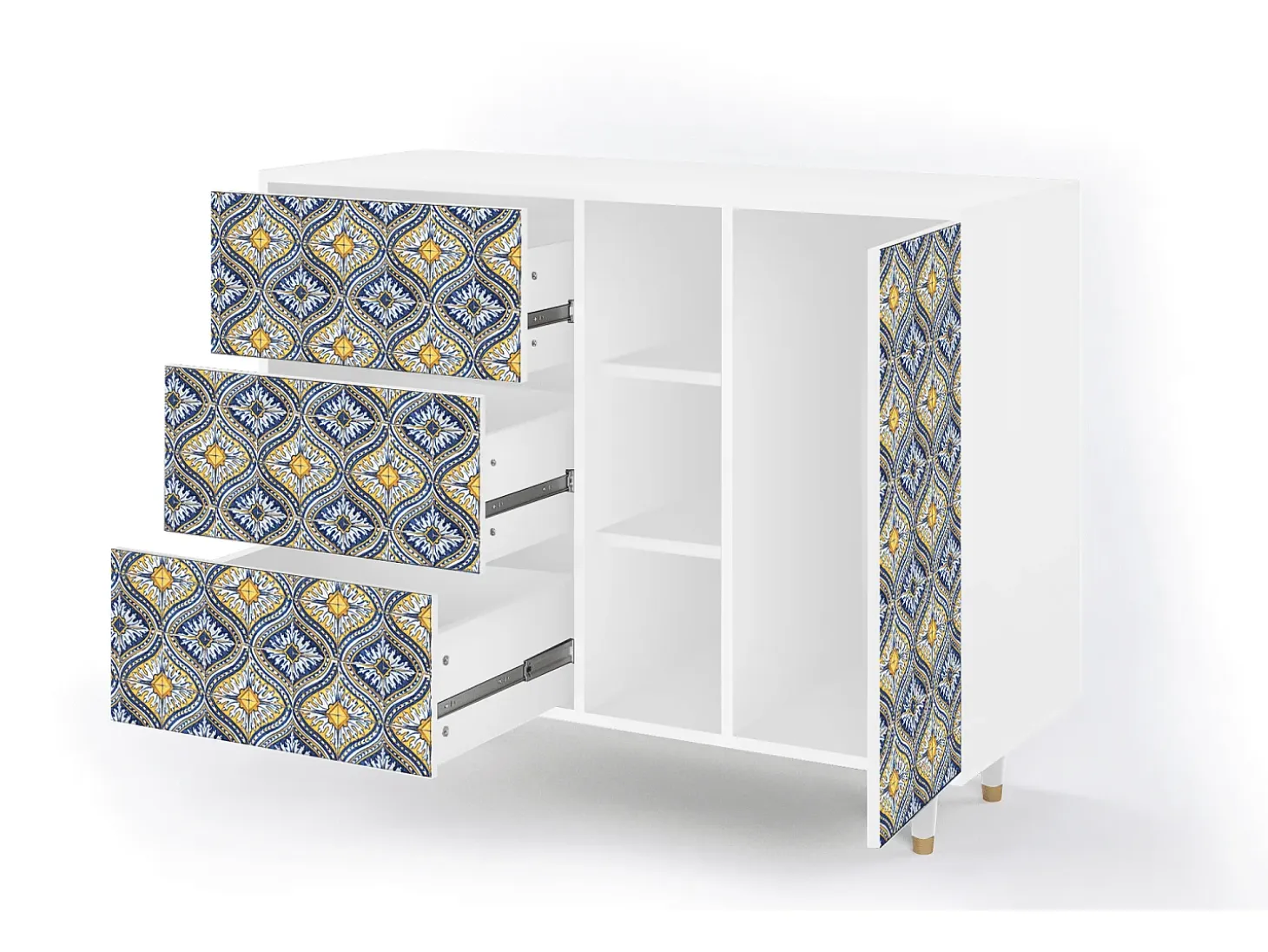 Aparador - 125x98x48 cm - BS2 - Illusory Pattern, Blanco