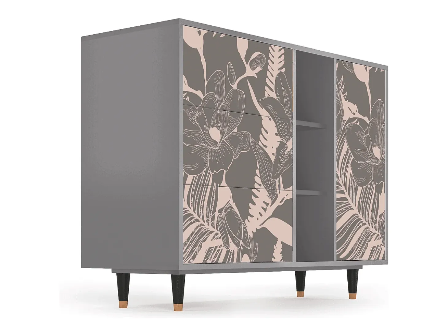 Aparador - 125x98x48 cm - BS2 - Issabelline Flower, Gris