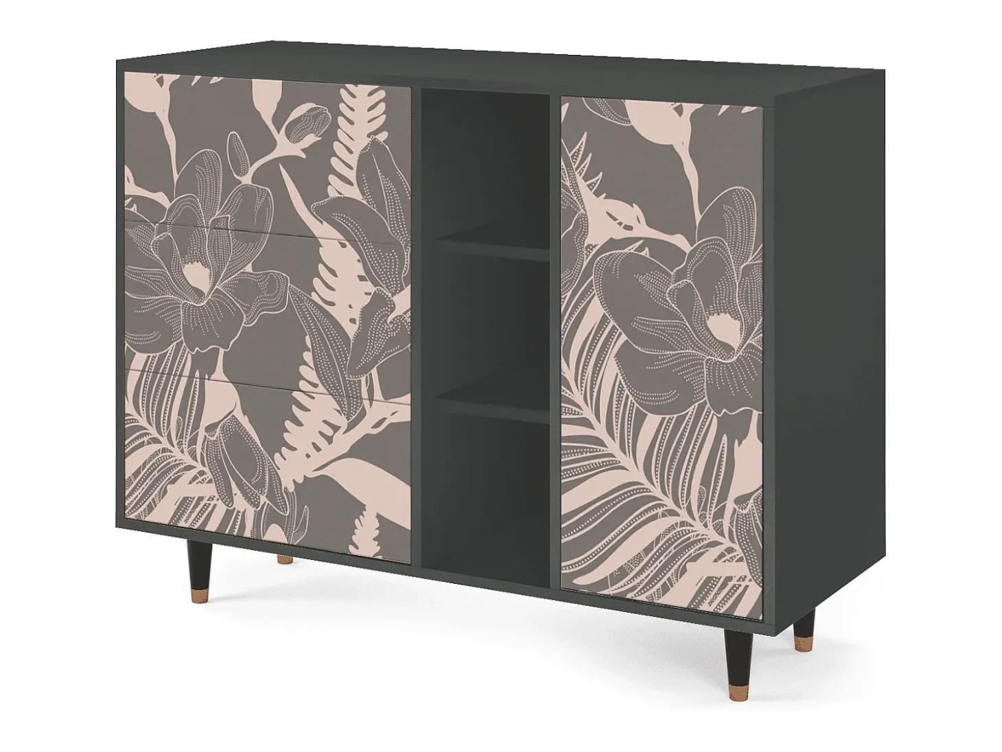 Aparador - 125x98x48 cm - BS2 - Issabelline Flower, Antracita