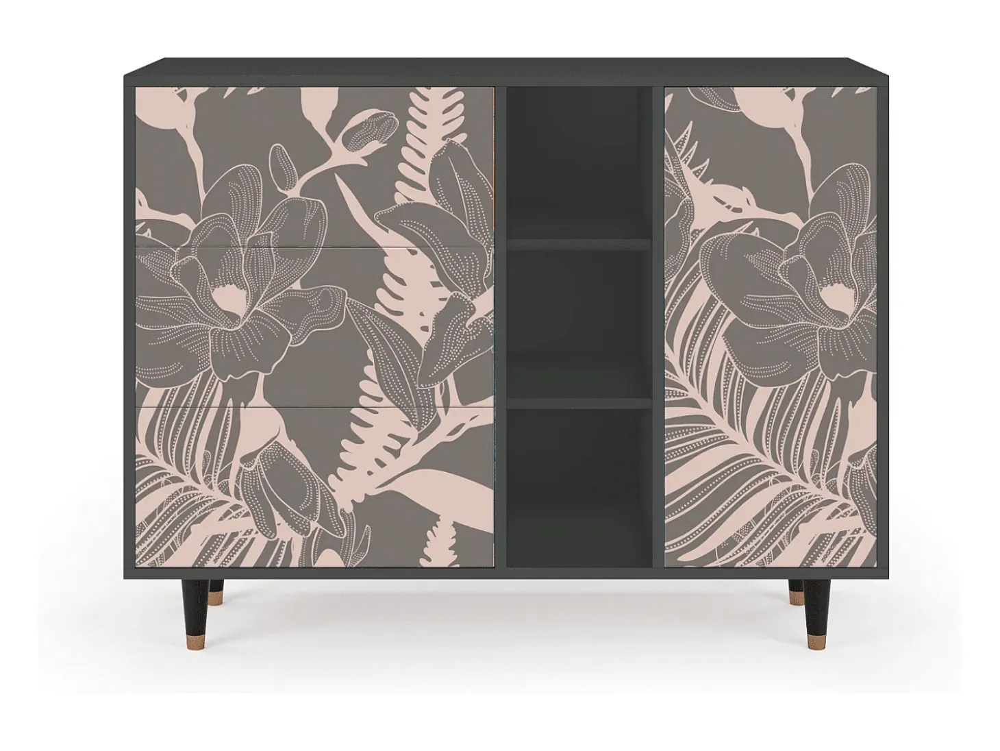 Aparador - 125x98x48 cm - BS2 - Issabelline Flower, Antracita