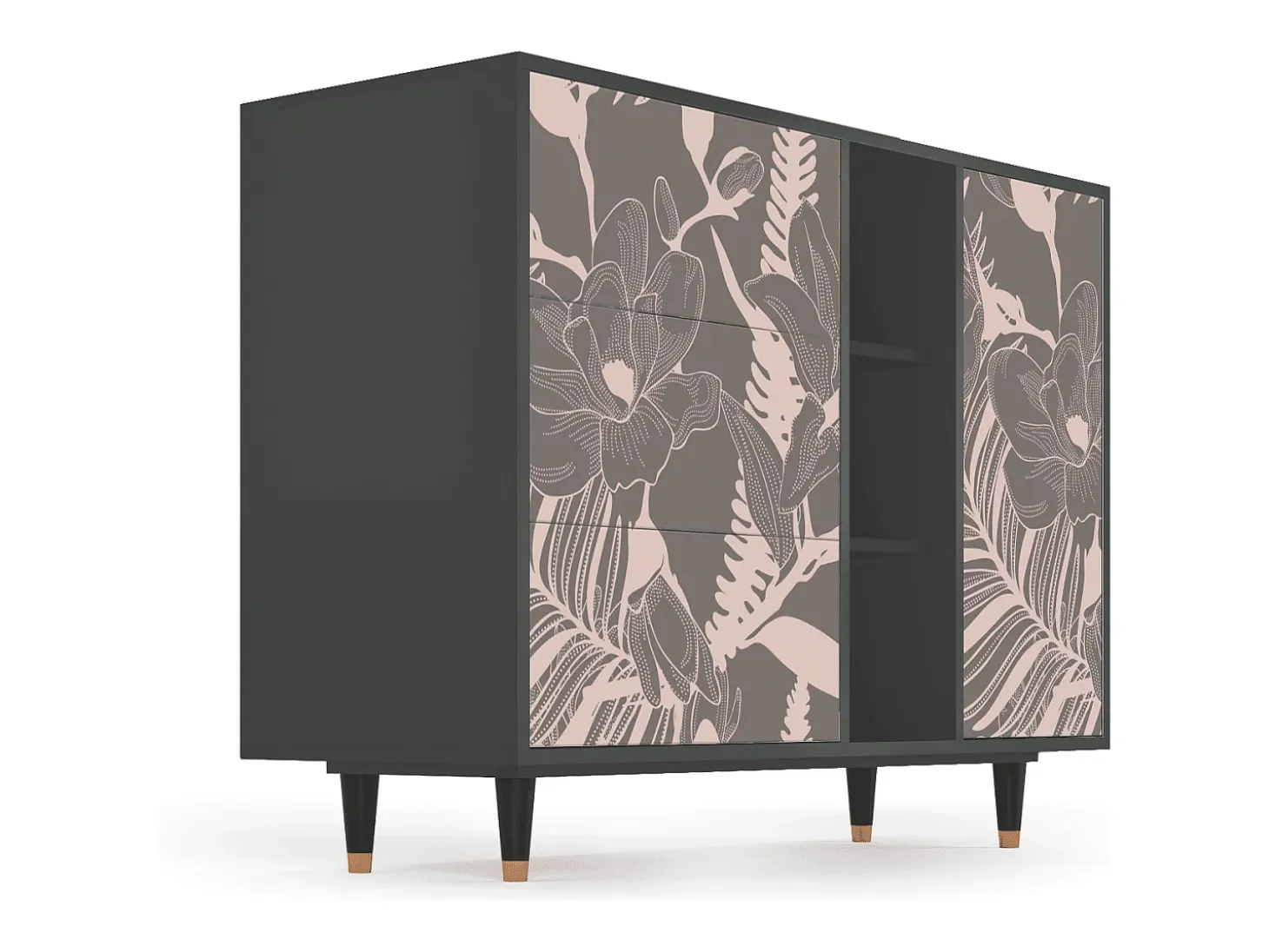 Aparador - 125x98x48 cm - BS2 - Issabelline Flower, Antracita