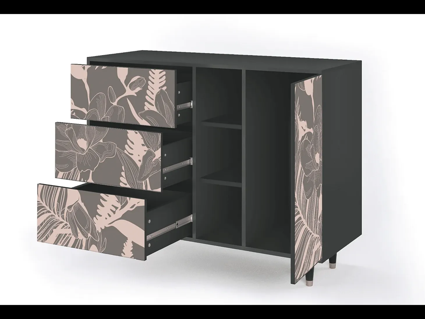 Aparador - 125x98x48 cm - BS2 - Issabelline Flower, Antracita