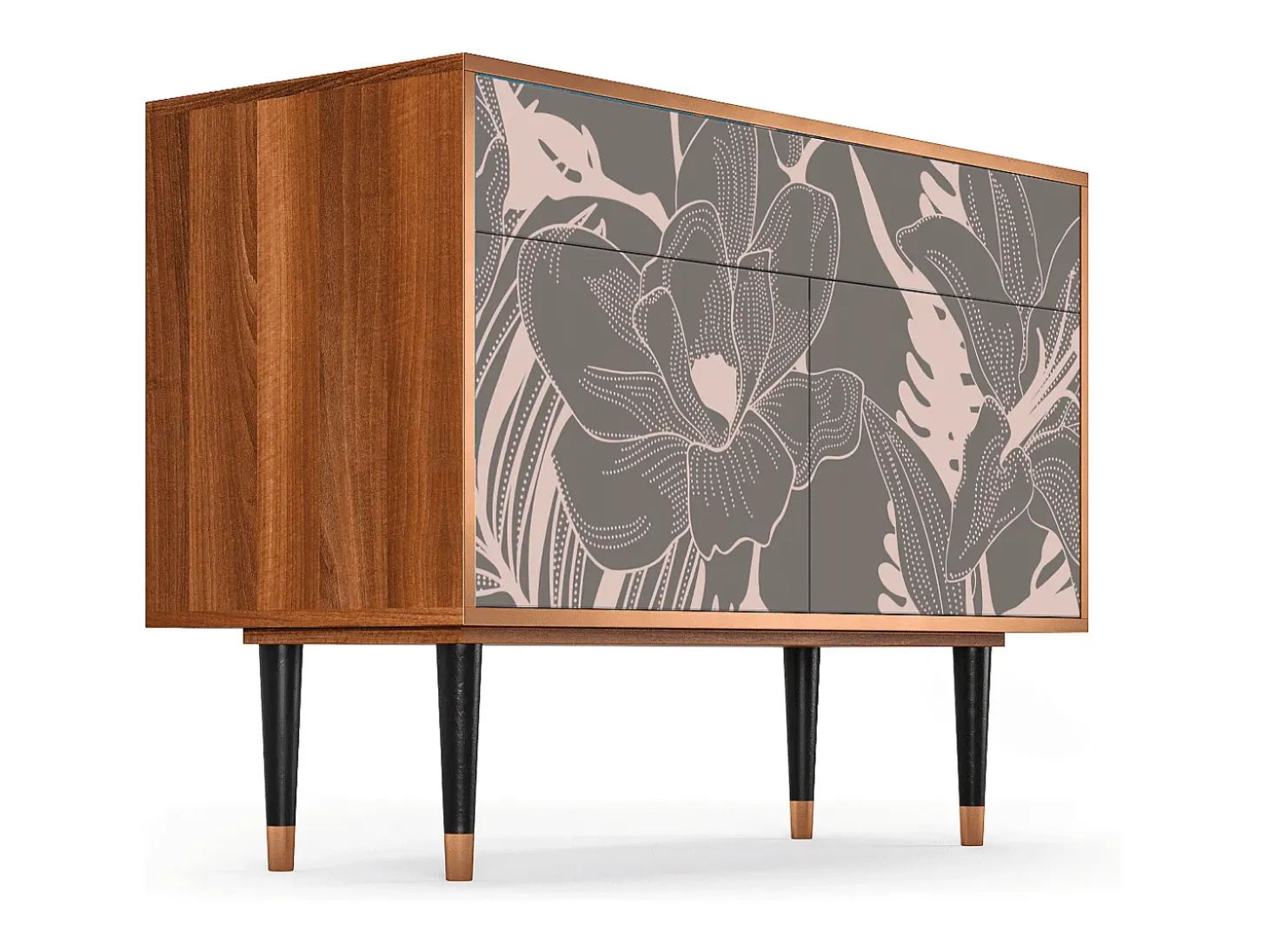 Aparador - 115x85x48 cm - BS4 - Issabelline Flower, Nogal