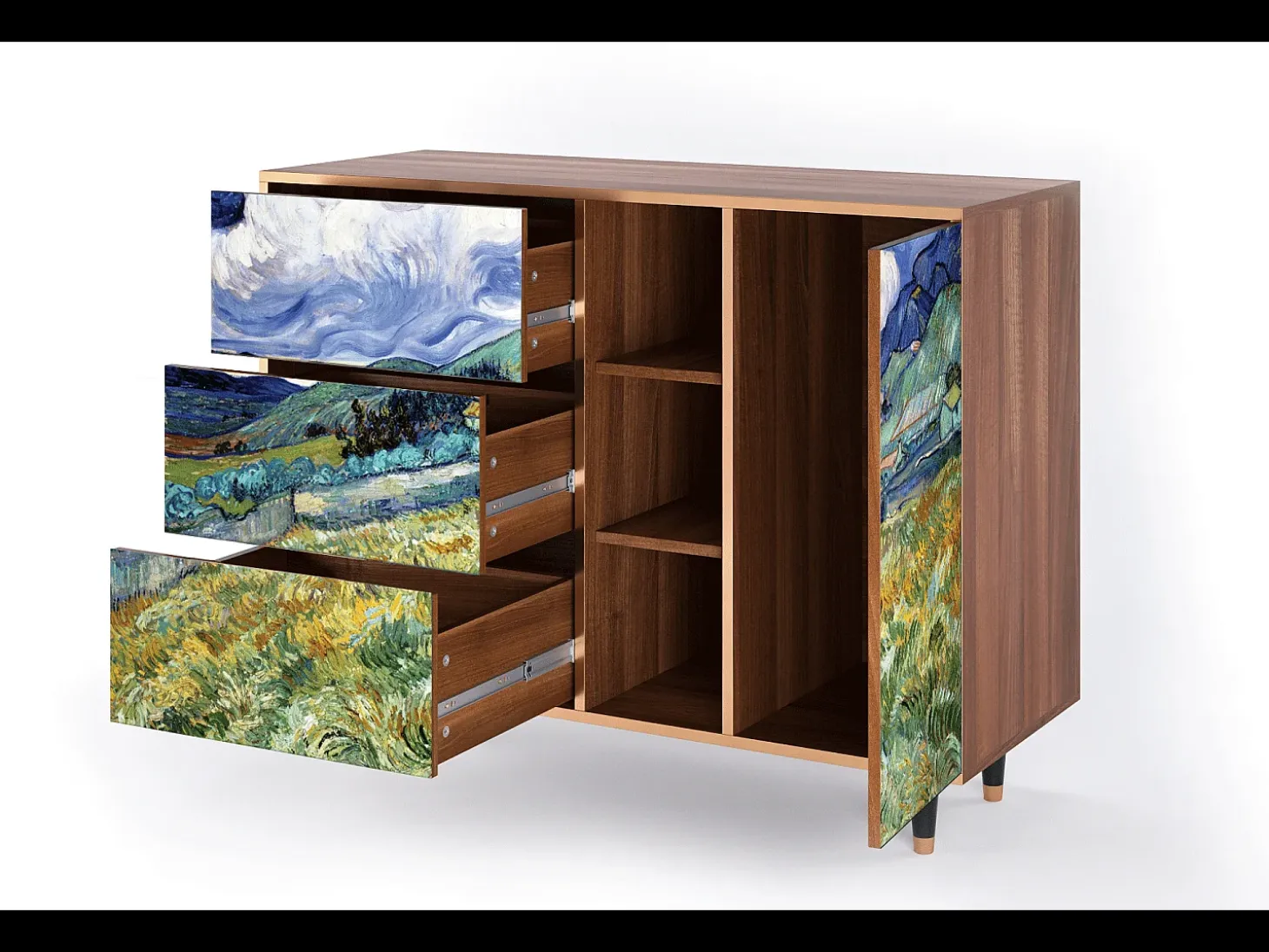 Aparador - 125x98x48 cm - BS2 - Landscape, Nogal