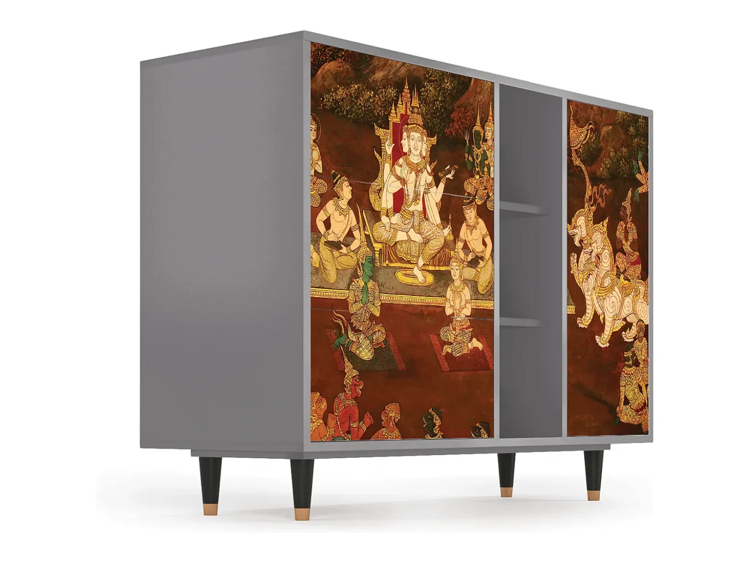 Aparador - 125x98x48 cm - BS2 - Malyavan, Gris