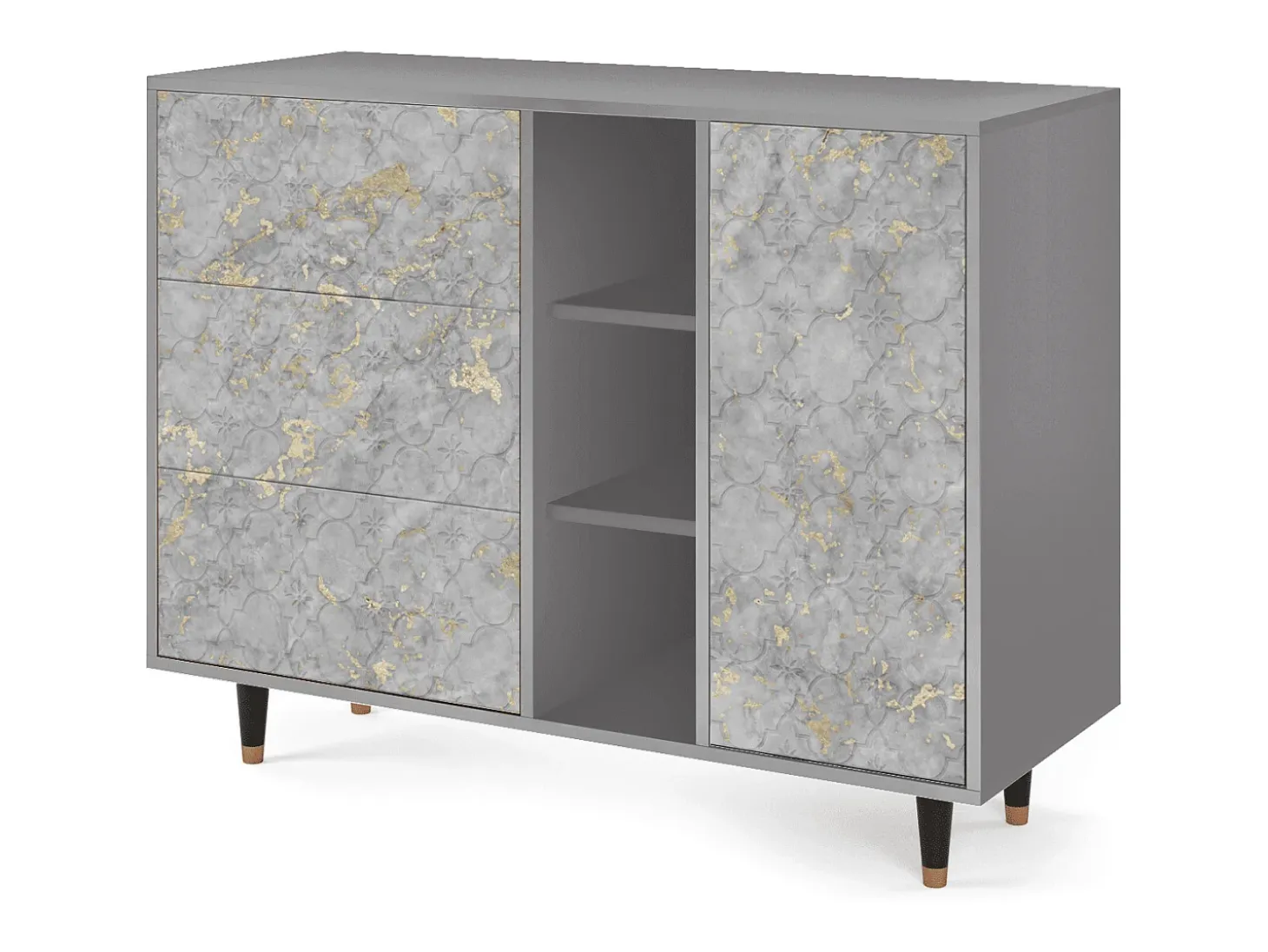 Aparador - 125x98x48 cm - BS2 - Mariana Trench, Gris