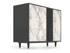 Aparador - 125x98x48 cm - BS2 - Milk Marble, Antracita