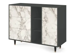 Aparador - 125x98x48 cm - BS2 - Milk Marble, Antracita