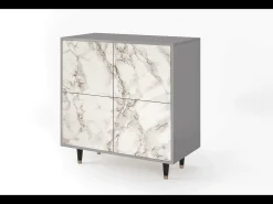 Aparador - 94x96x48 cm - BS3 - Milk Marble, Gris