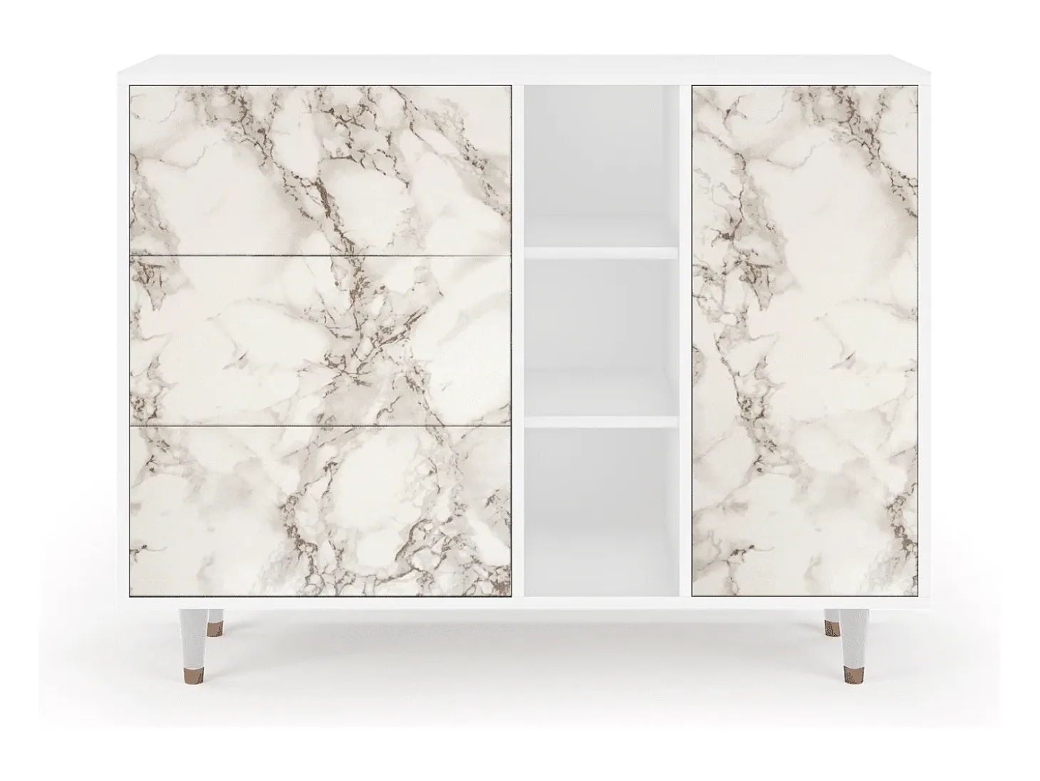 Aparador - 125x98x48 cm - BS2 - Milk Marble, Blanco