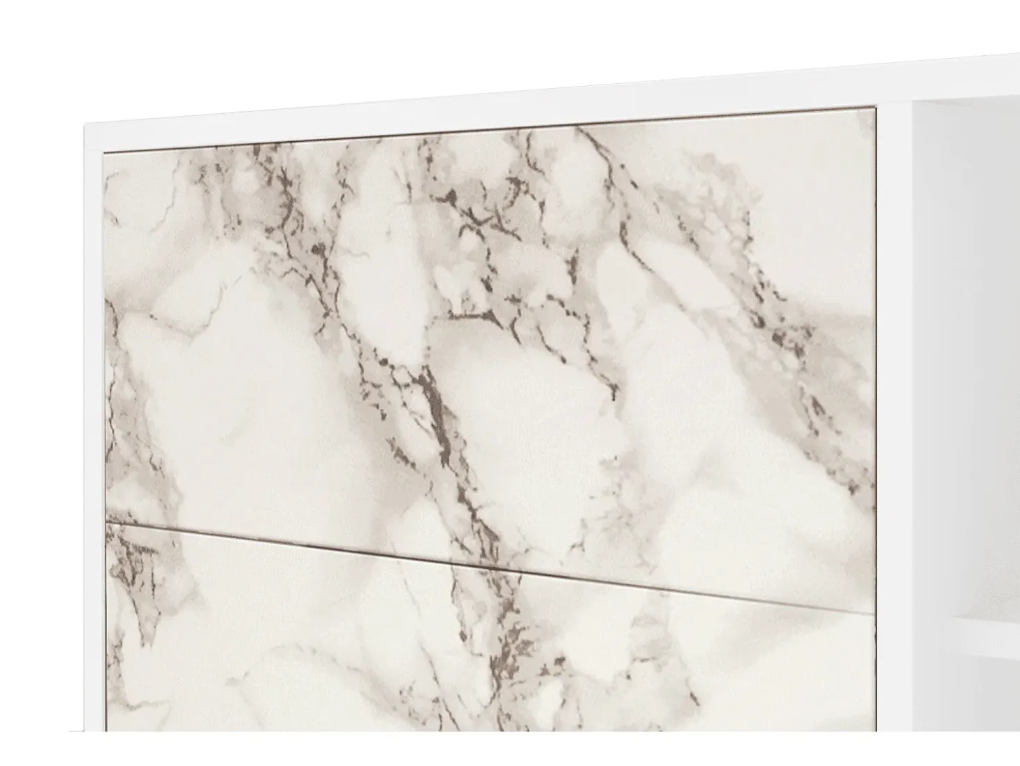 Aparador - 125x98x48 cm - BS2 - Milk Marble, Blanco