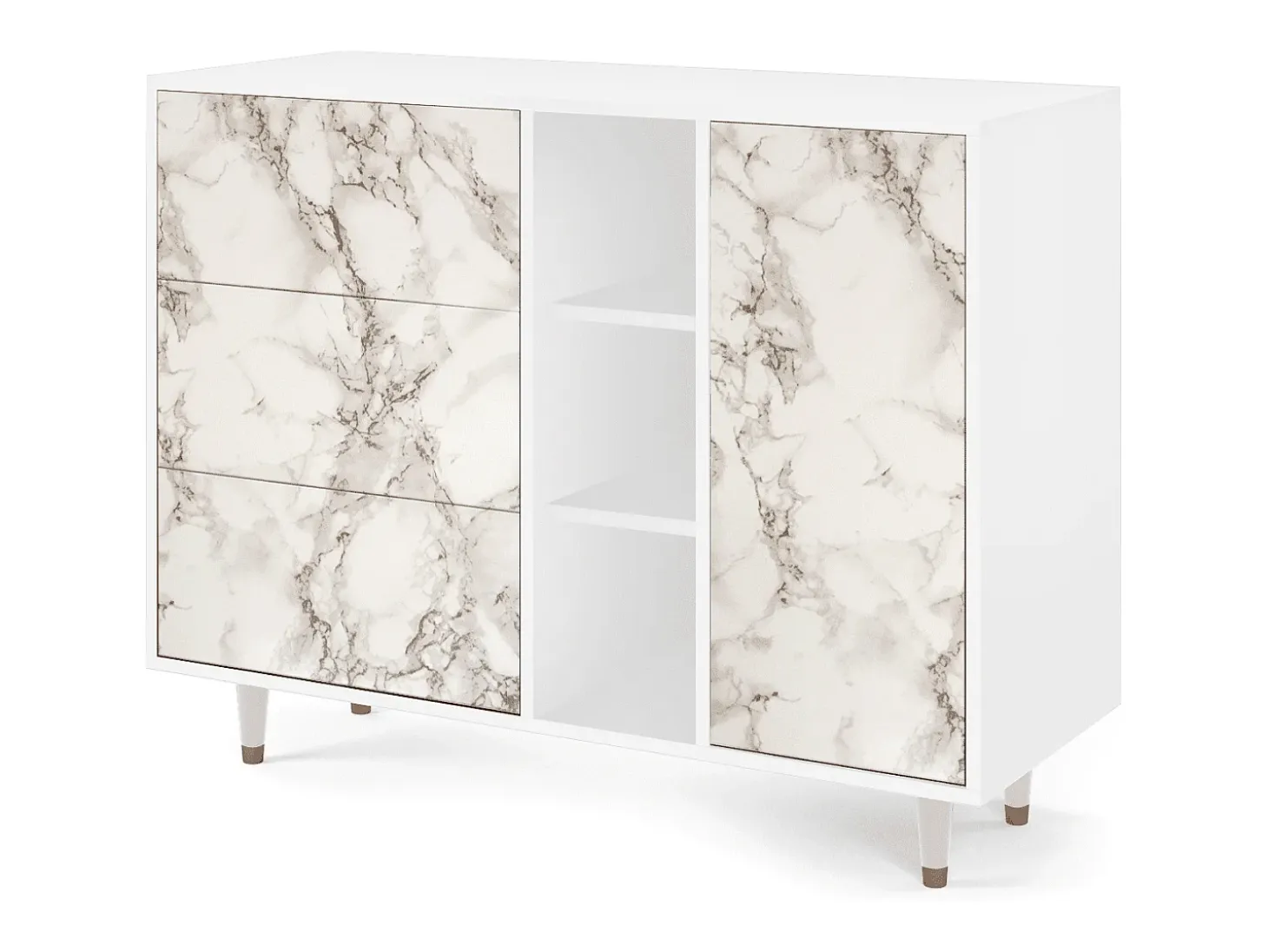 Aparador - 125x98x48 cm - BS2 - Milk Marble, Blanco