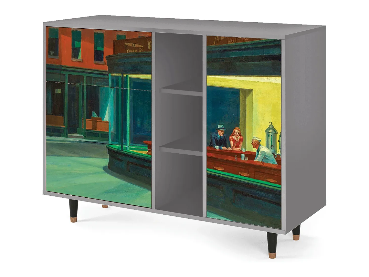 Aparador - 125x98x48 cm - BS2 - Nighthawks by Hopper, Gris