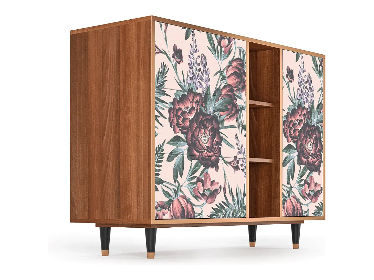 Aparador - 125x98x48 cm - BS2 - Peach Peonies, Nogal