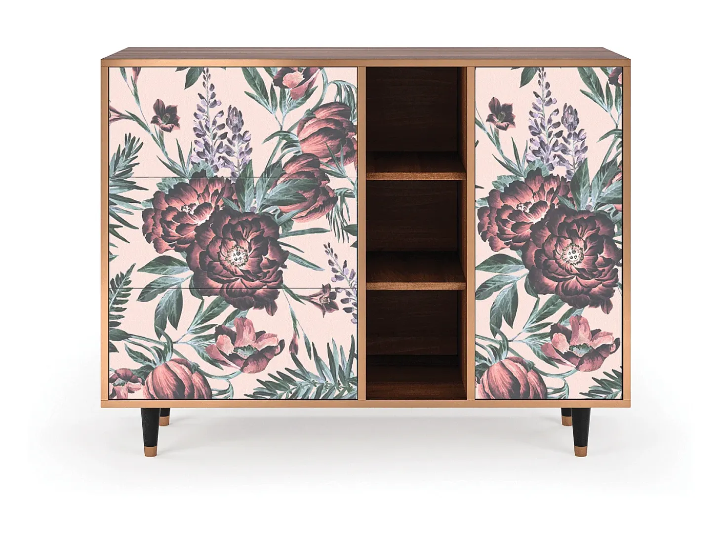 Aparador - 125x98x48 cm - BS2 - Peach Peonies, Nogal